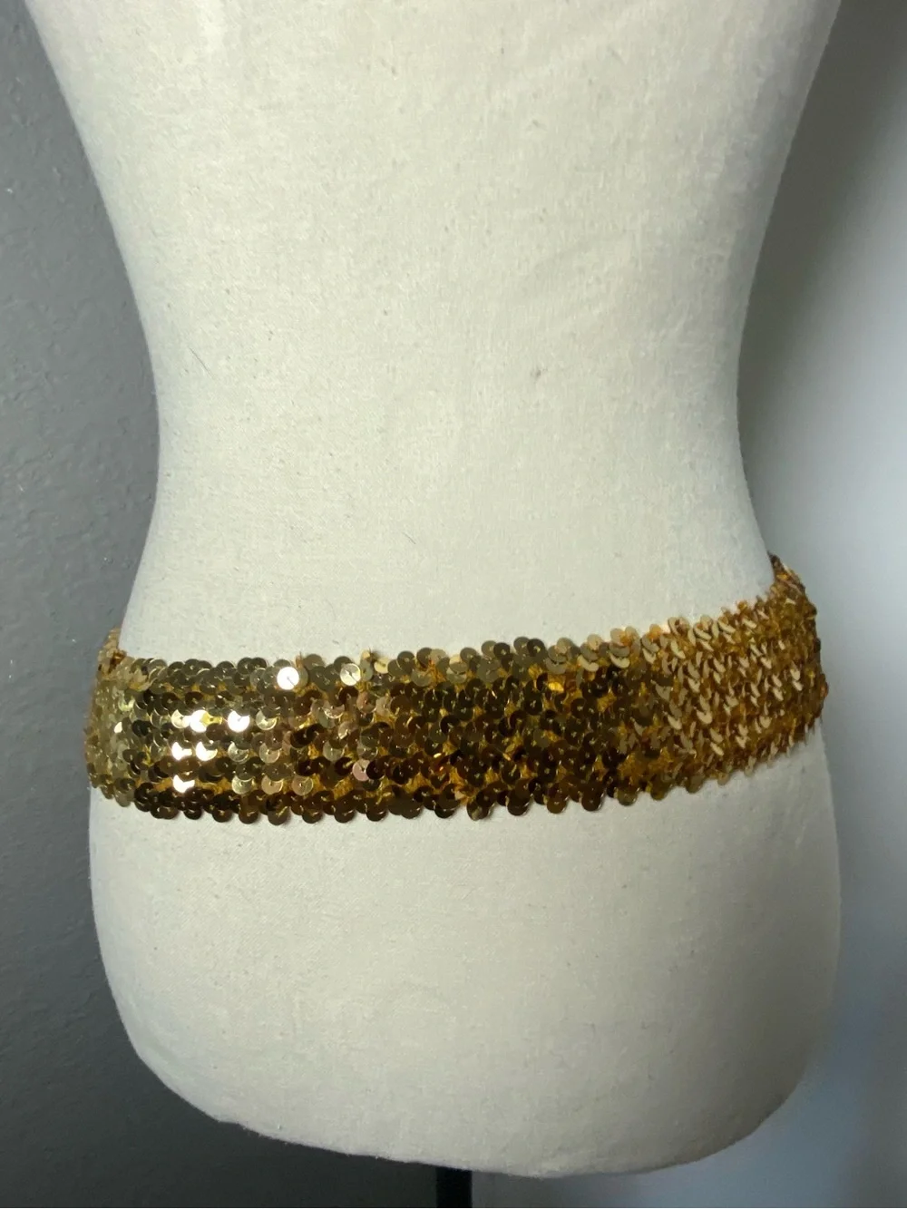 Y2K Gold Sequin Stretch Belt